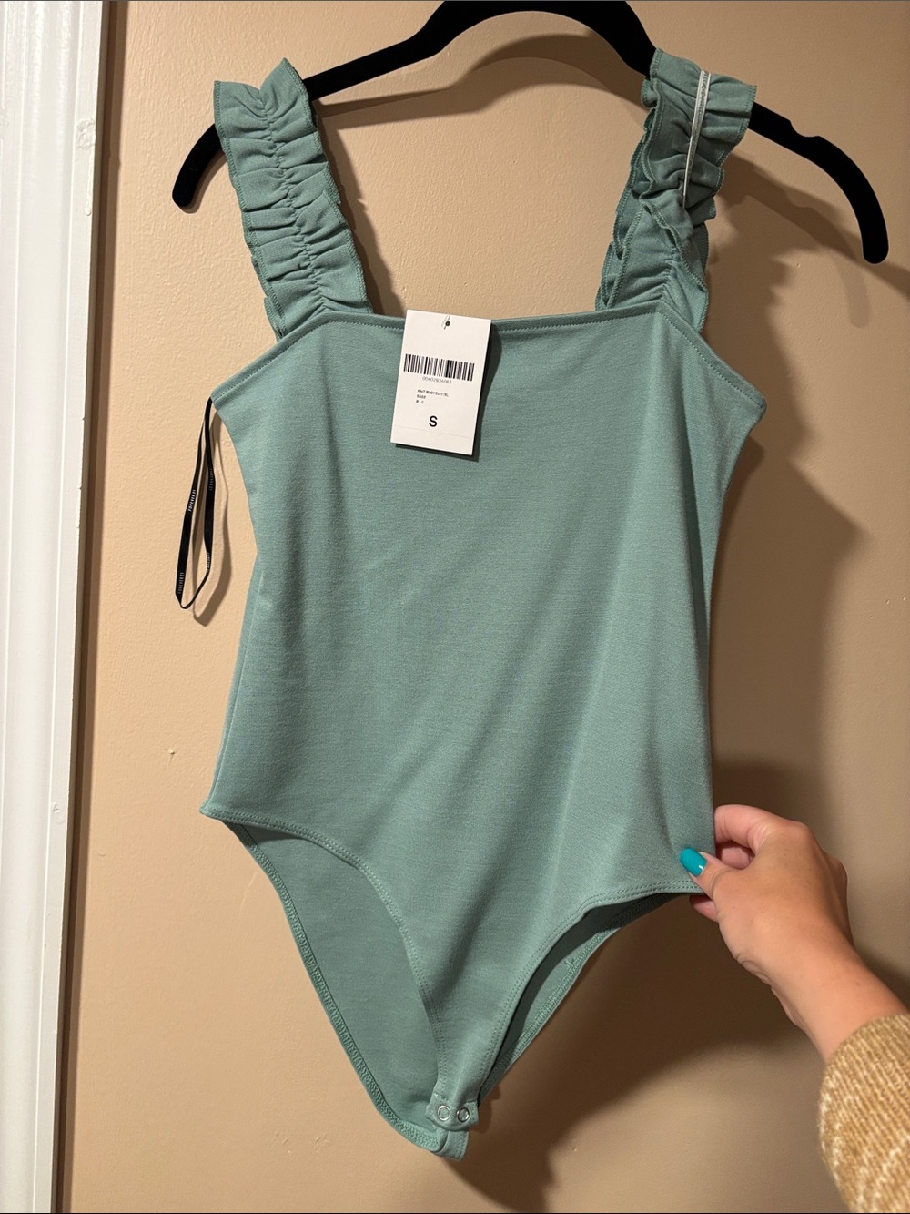 Forever 21 Mint Green Ruffled Strap Bodysuit